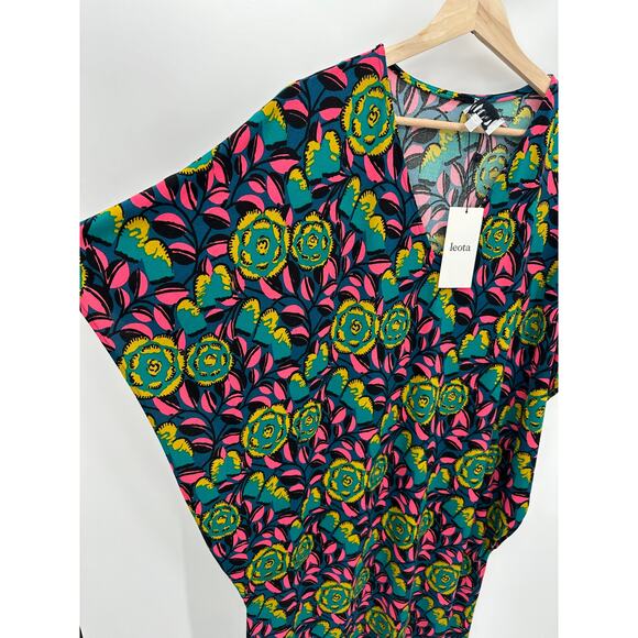 Leota Dress Women's S Multi Blue Pink Bright Floral Marche Fleur V-Neck Maxi - Picture 4 of 12